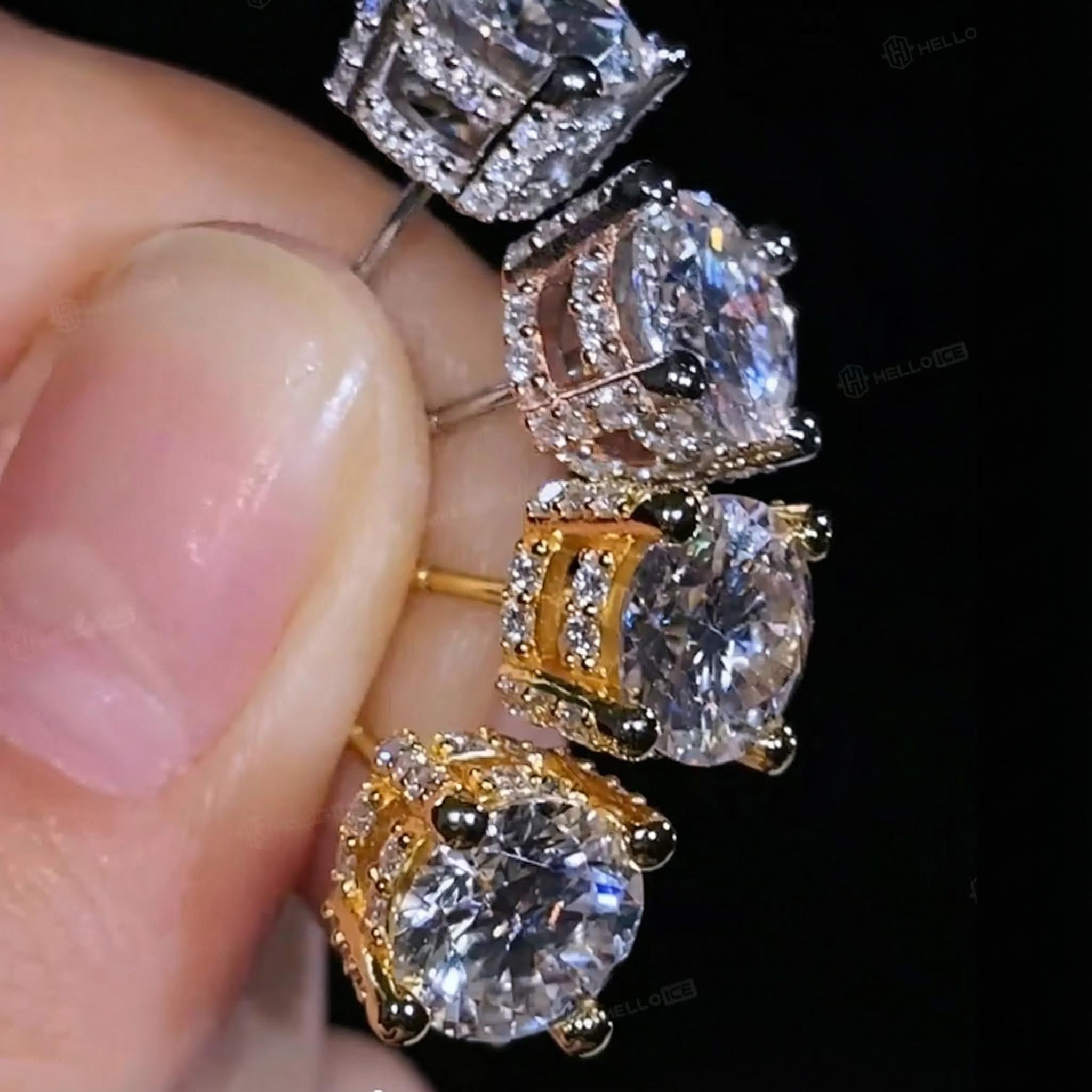 Certified VVS1 Moissanite Full Paved Earrings in Sterling Silver Certified VVS1 Moissanite Full Paved Earrings in Sterling Silver