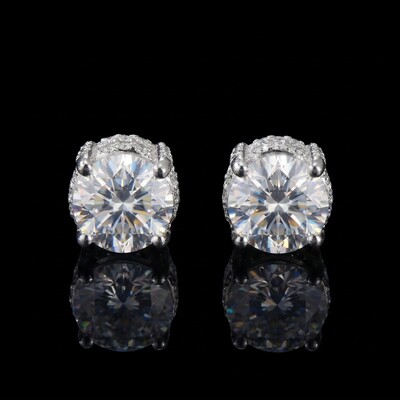 Certified VVS1 Moissanite Full Paved Earrings in Sterling Silver