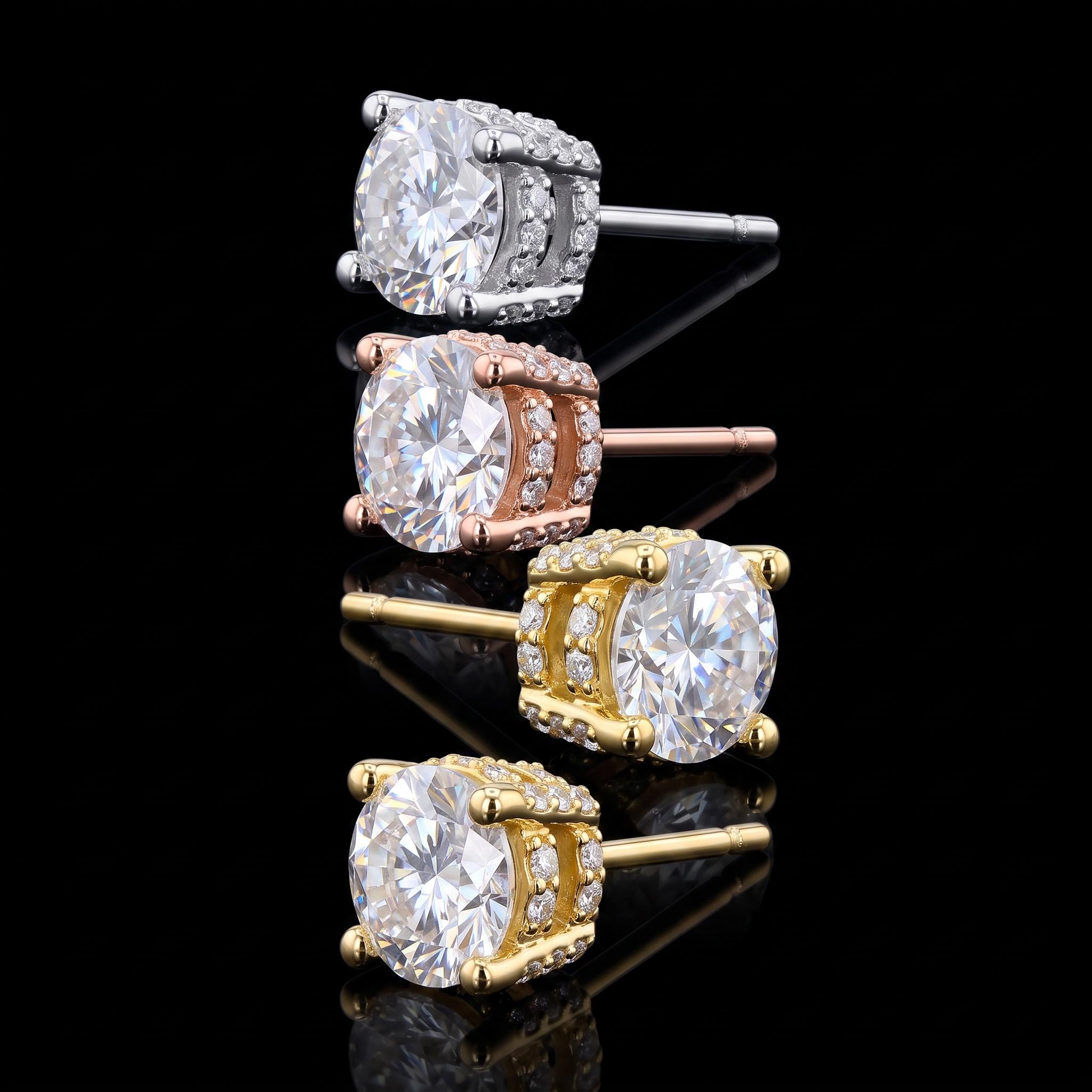 Certified VVS1 Moissanite Full Paved Earrings in Sterling Silver