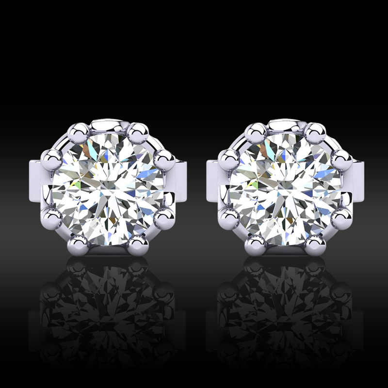 925S & VVS Moissanite Solitaire Stud Earrings