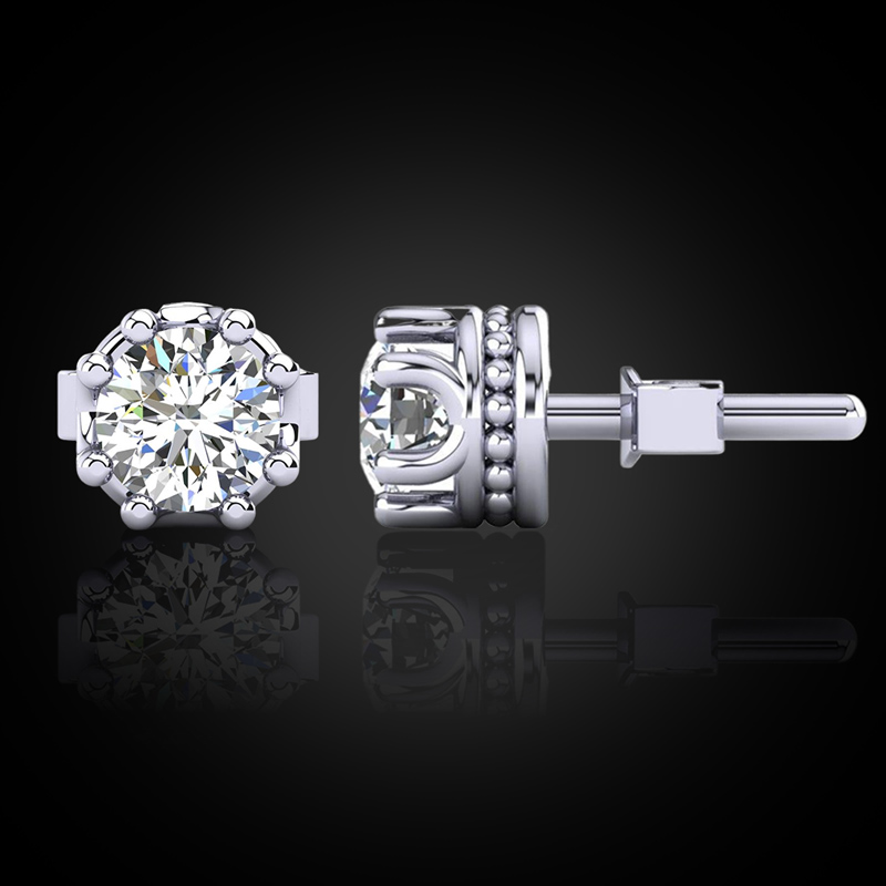 925S & VVS Moissanite Solitaire Stud Earrings