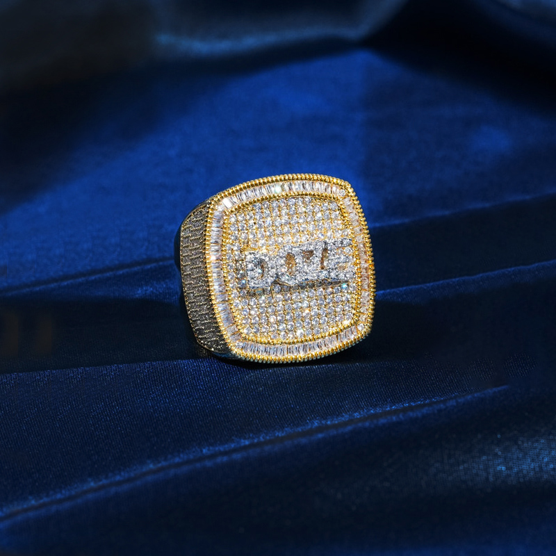 S925 Moissanite Baguette Custom Name Ring