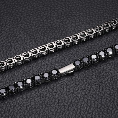 925S & VVS Black Moissanite Tennis Bracelet in Black Gold