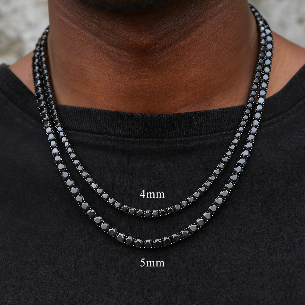 925S & VVS Black 4mm/5mm Moissanite Tennis Chain in Black Gold 925S & VVS Black 4mm/5mm Moissanite Tennis Chain in Black Gold