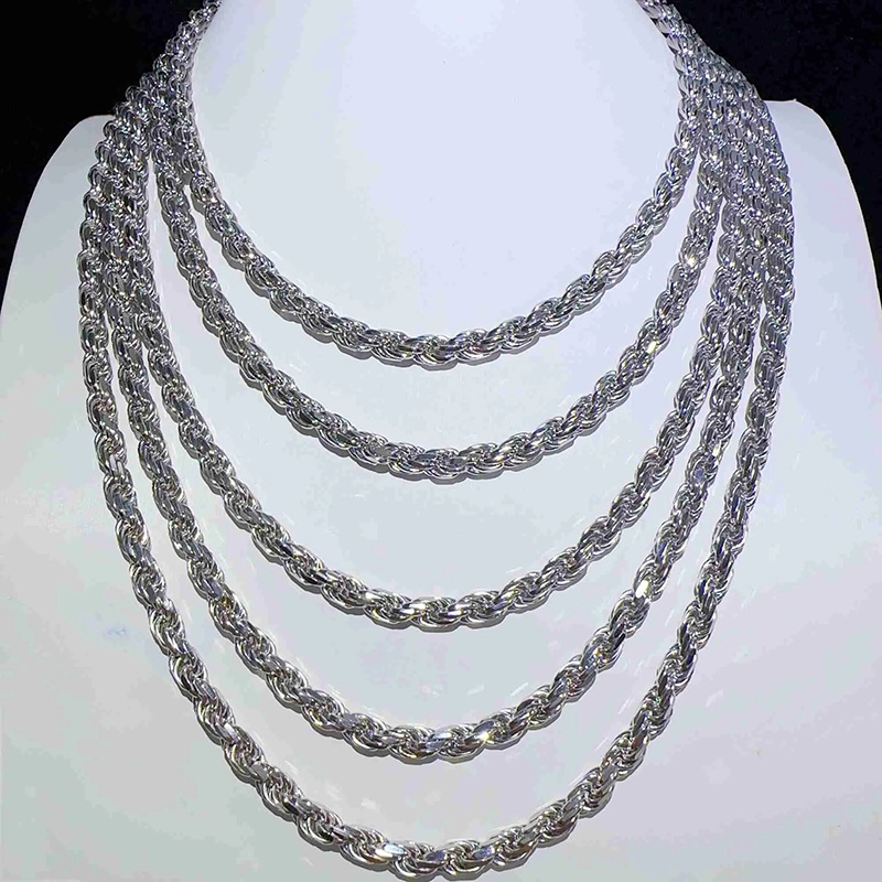 6mm 925S & VVS Moissanite Clasp Stainless Steel Rope Chain