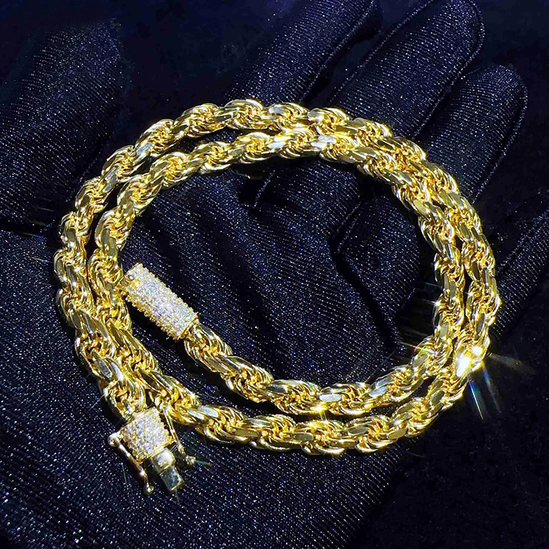 6mm 925S & VVS Moissanite Clasp Stainless Steel Rope Chain