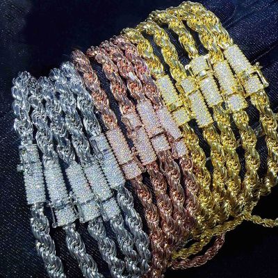 6mm 925S & VVS Moissanite Clasp Stainless Steel Rope Chain