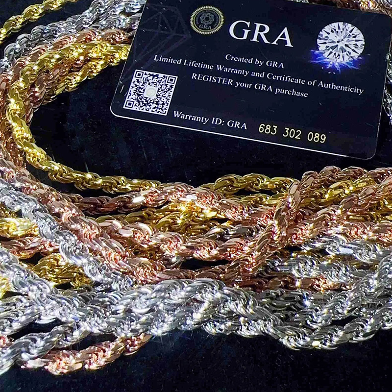 6mm 925S & VVS Moissanite Clasp Stainless Steel Rope Chain