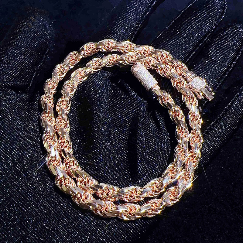 6mm 925S & VVS Moissanite Clasp Stainless Steel Rope Chain