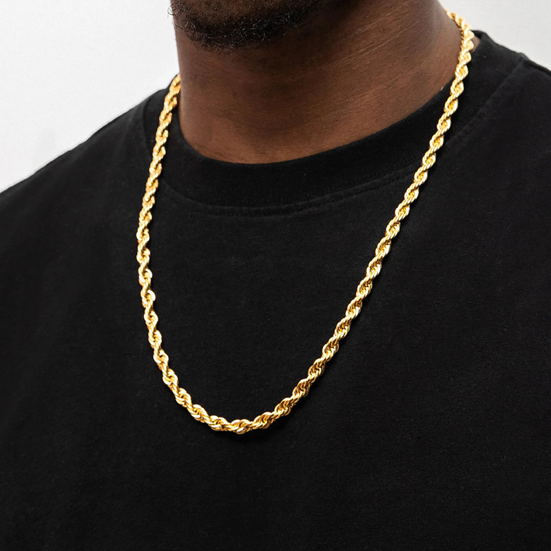 6mm 925S & VVS Moissanite Clasp Stainless Steel Rope Chain