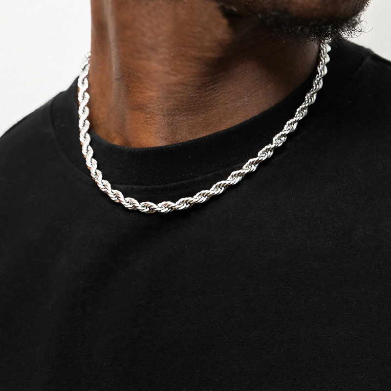 6mm 925S & VVS Moissanite Clasp Stainless Steel Rope Chain
