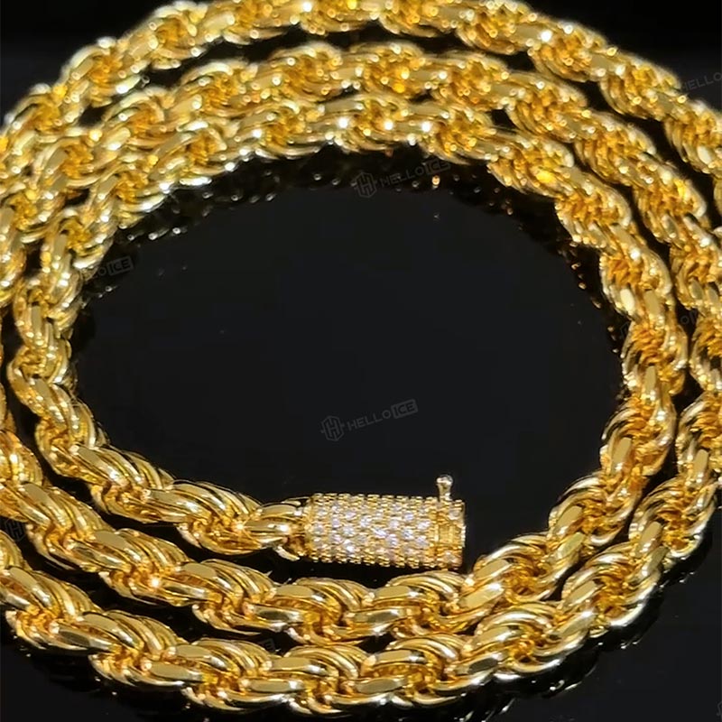 6mm 925S & VVS Moissanite Clasp Stainless Steel Rope Chain