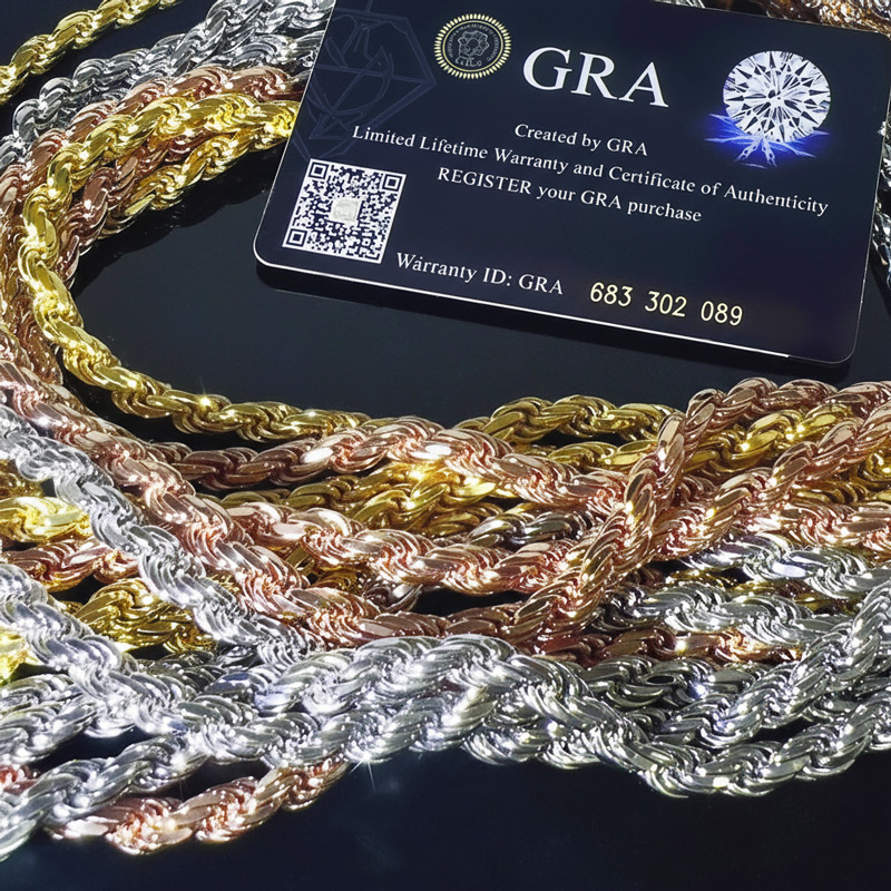 6mm 925S & VVS Moissanite Clasp Stainless Steel Rope Chain 6mm 925S & VVS Moissanite Clasp Stainless Steel Rope Chain