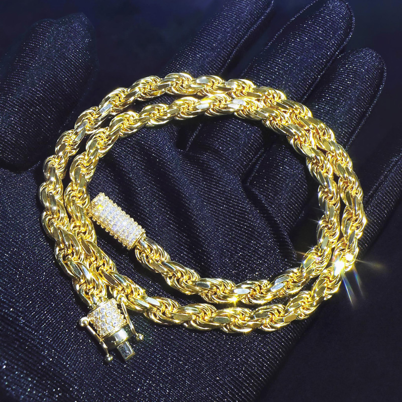 6mm 925S & VVS Moissanite Clasp Stainless Steel Rope Chain 6mm 925S & VVS Moissanite Clasp Stainless Steel Rope Chain