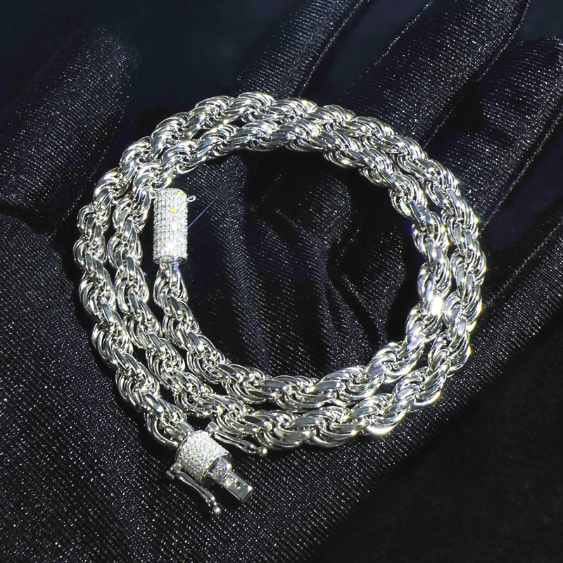 6mm 925S & VVS Moissanite Clasp Stainless Steel Rope Chain 6mm 925S & VVS Moissanite Clasp Stainless Steel Rope Chain