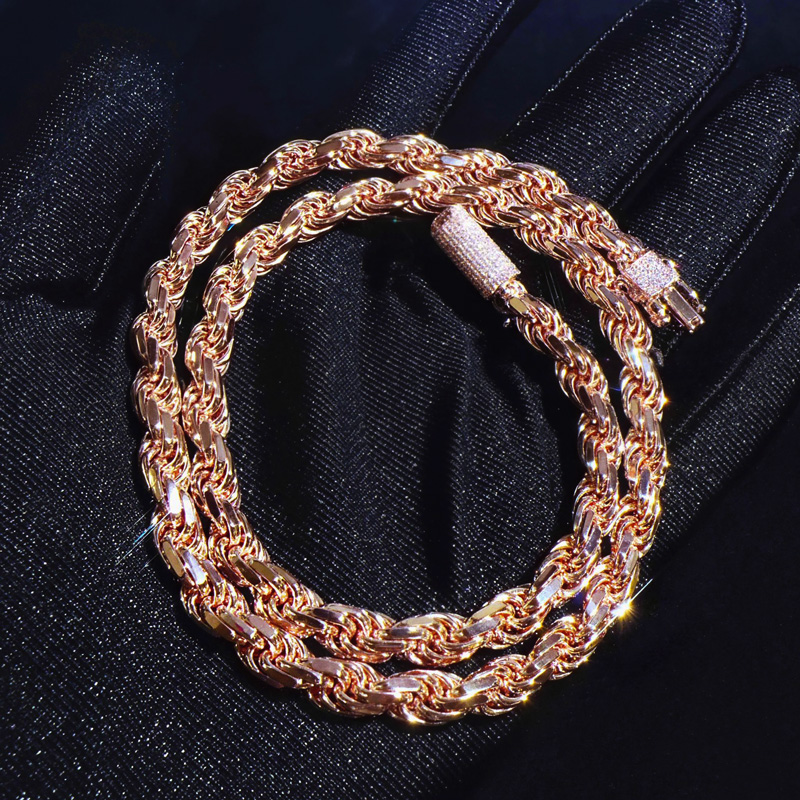 6mm 925S & VVS Moissanite Clasp Stainless Steel Rope Chain 6mm 925S & VVS Moissanite Clasp Stainless Steel Rope Chain