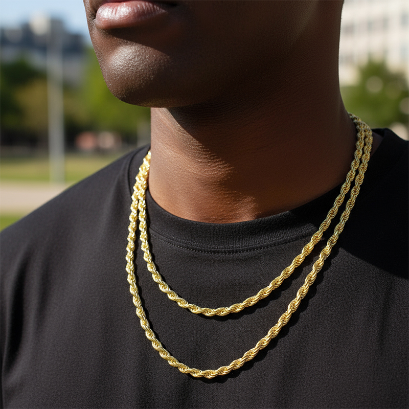 6mm 925S & VVS Moissanite Clasp Stainless Steel Rope Chain 6mm 925S & VVS Moissanite Clasp Stainless Steel Rope Chain