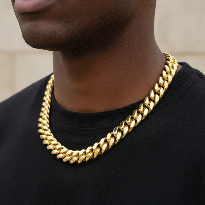 8mm/10mm/12mm/14mm 925S & VVS Moissanite Box Clasp Stainless Steel Cuban Chain