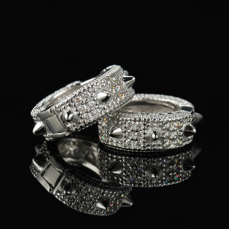 925S & VVS Moissanite Spiked Hoop Earrings 925S & VVS Moissanite Spiked Hoop Earrings