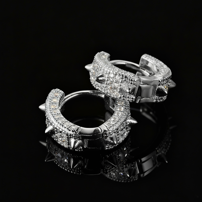 925S & VVS Moissanite Spiked Hoop Earrings 925S & VVS Moissanite Spiked Hoop Earrings
