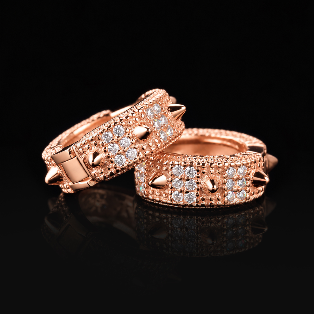 925 Silver & VVS1 Moissanite Spiked Hoop Earrings 925 Silver & VVS1 Moissanite Spiked Hoop Earrings