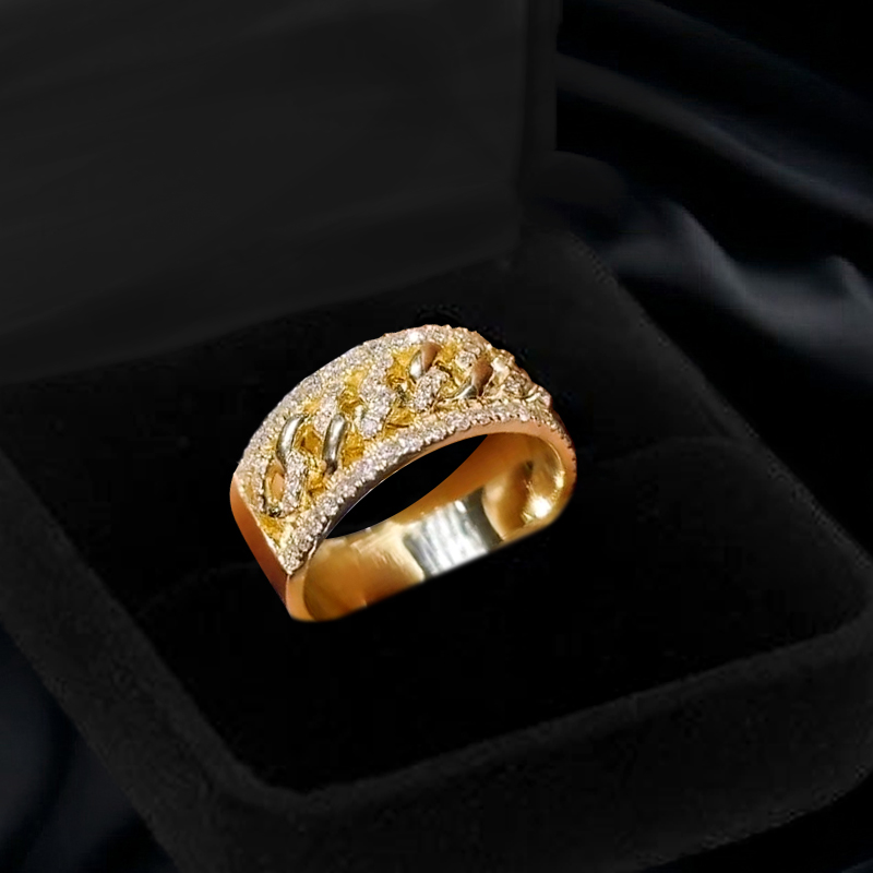 1 CTW 925S & VVS Moissanite Cuban Link Ring in Gold