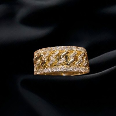 1 CTW 925S & VVS Moissanite Cuban Link Ring in Gold