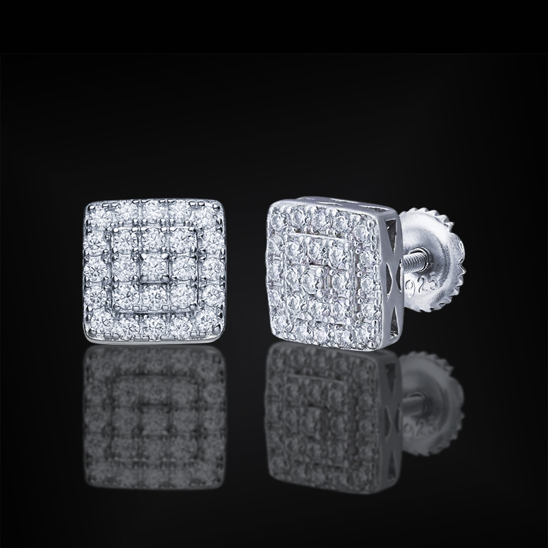 925S & VVS Moissanite Square Bling Earrings