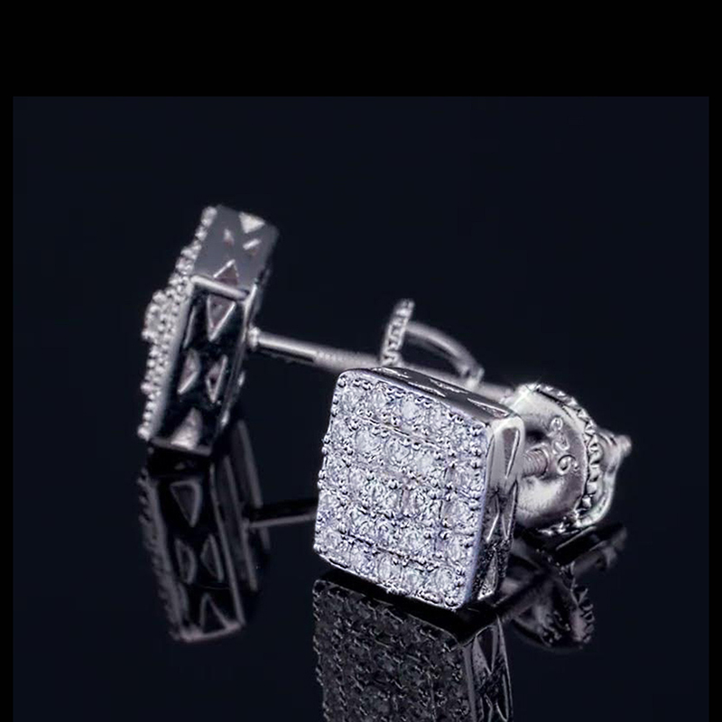 925S & VVS Moissanite Square Bling Earrings