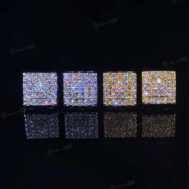 925S & VVS Moissanite Square Bling Earrings