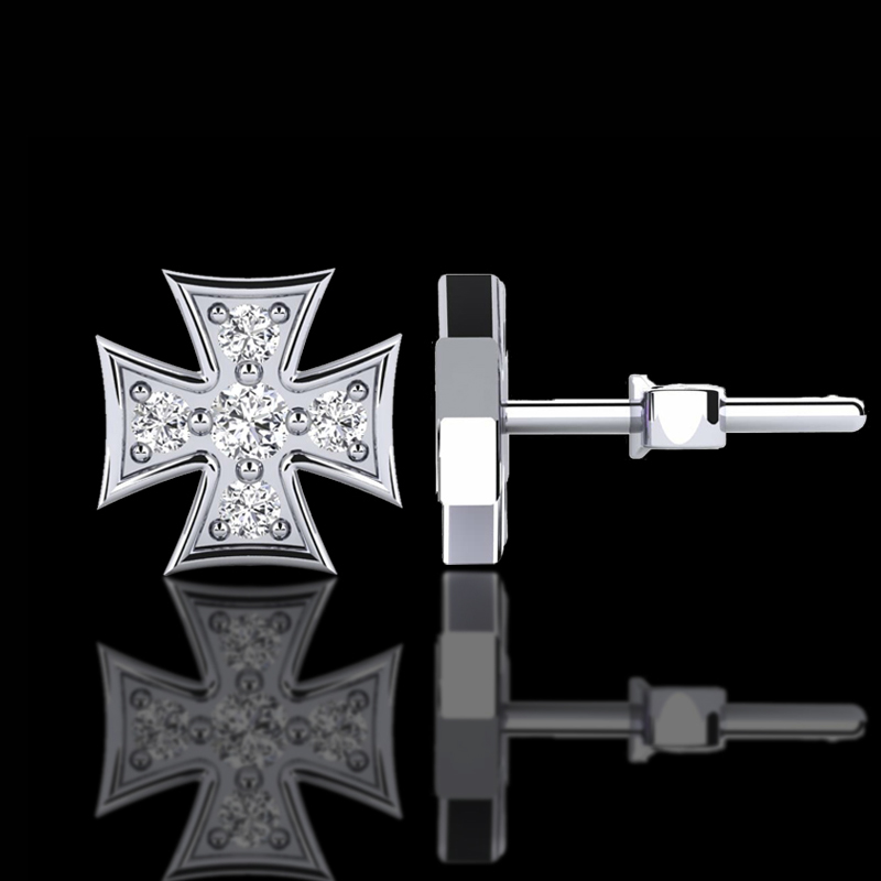 925S & VVS Moissanite Square Cross Earrings