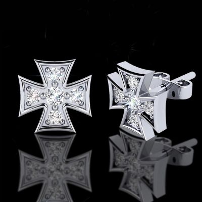 925S & VVS Moissanite Square Cross Earrings