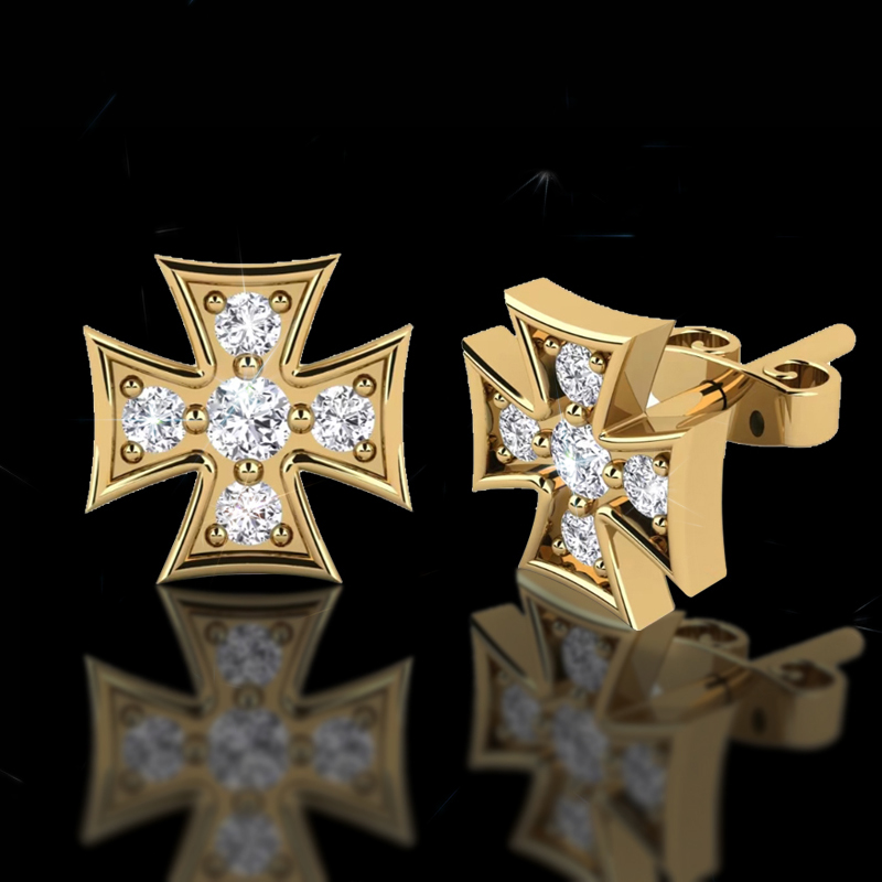 925S & VVS Moissanite Square Cross Earrings