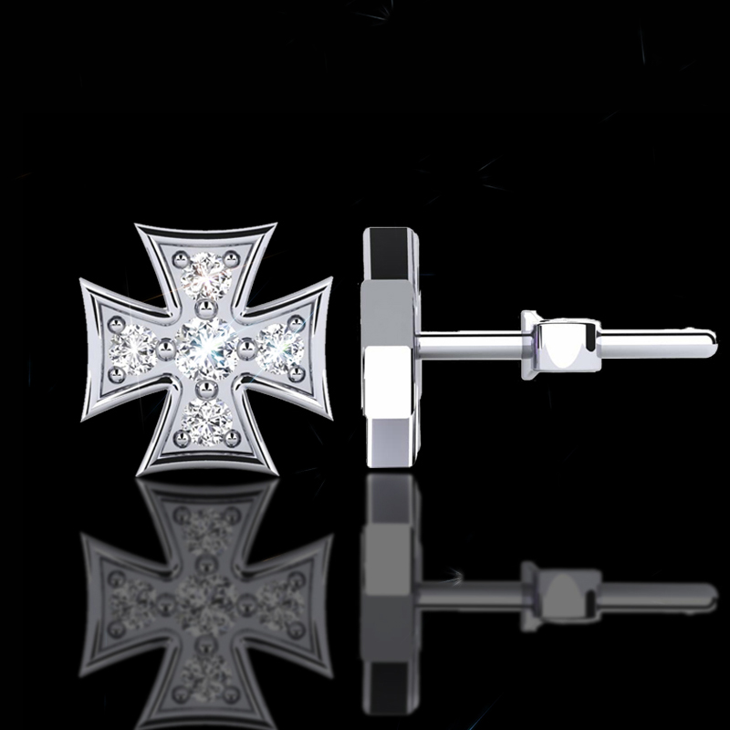 925S & VVS Moissanite Square Cross Earrings