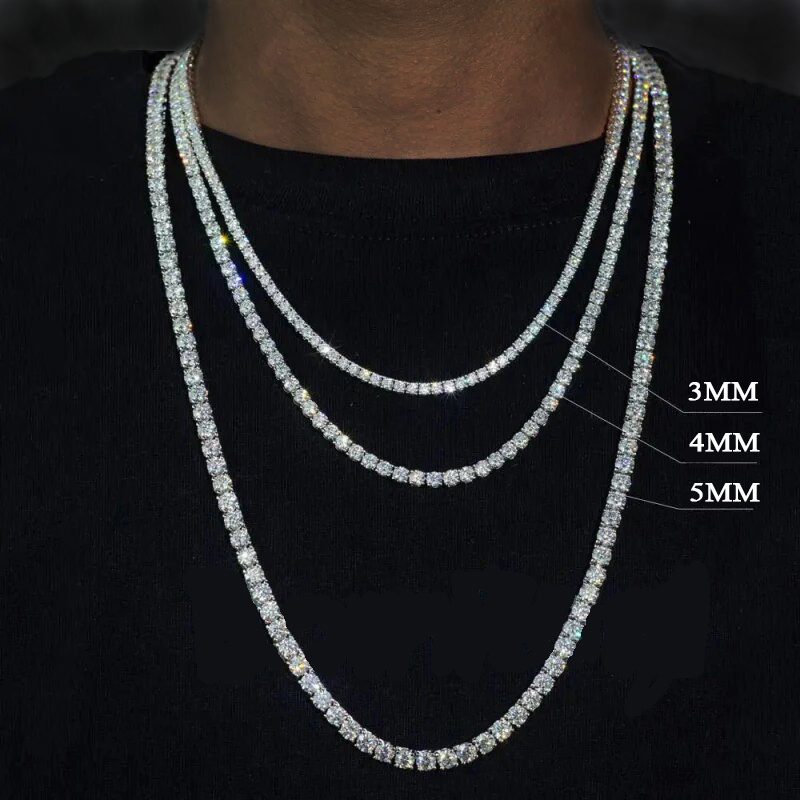 925S & VVS Moissanite Custom Name Tennis Chain