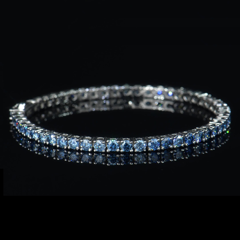 3mm 925S & VVS Moissanite Tennis Bracelet - Champagne/Sapphire/Blue-Green/Emerald/White