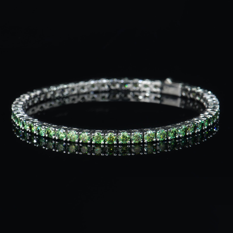 3mm 925S & VVS Moissanite Tennis Bracelet - Champagne/Sapphire/Blue-Green/Emerald/White