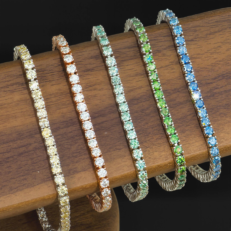 3mm 925S & VVS Moissanite Tennis Bracelet - Champagne/Sapphire/Blue-Green/Emerald/White 3mm 925S & VVS Moissanite Tennis Bracelet - Champagne/Sapphire/Blue-Green/Emerald/White