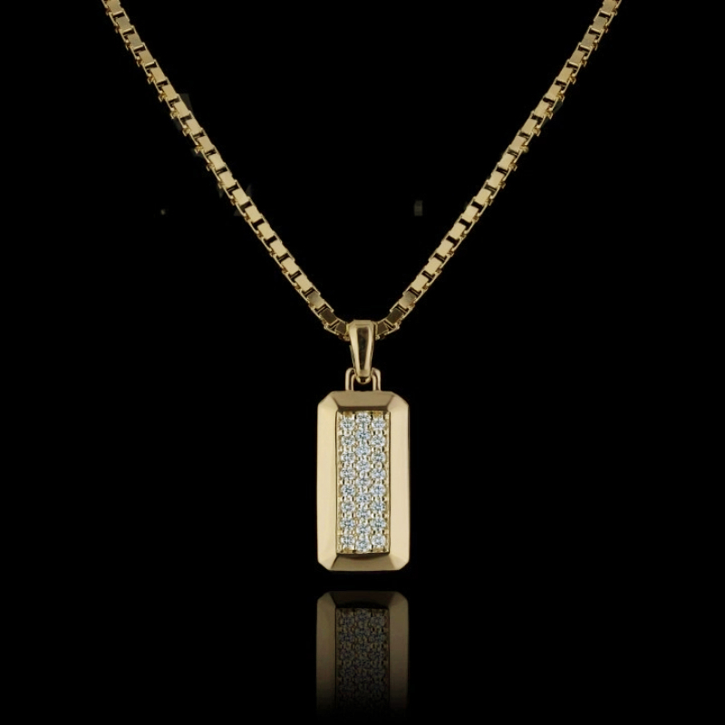 Diamond Rectangular Dog Tag Pendant