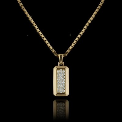 Diamond Rectangular Dog Tag Pendant