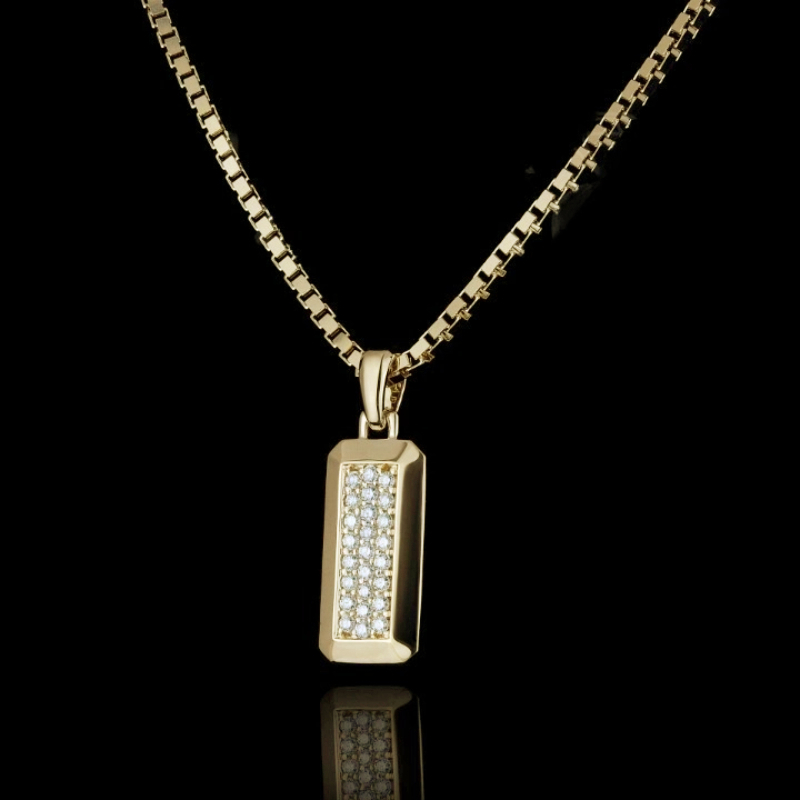 Diamond Rectangular Dog Tag Pendant