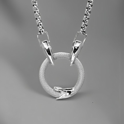 Ouroboros Pendant with 3mm 20" Round Box Chain Necklace