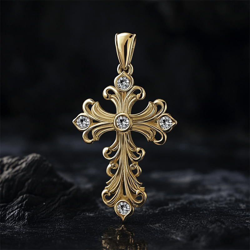 Baroque Art Style Cross Pendant