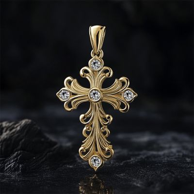 Baroque Art Style Cross Pendant