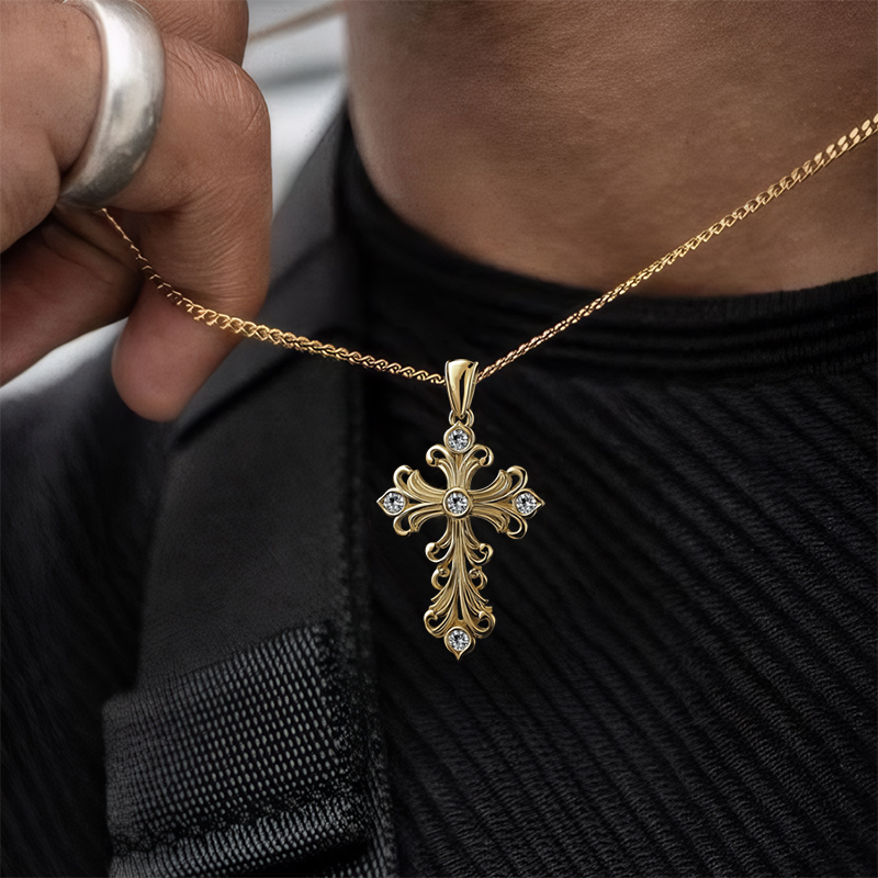 Baroque Art Style Cross Pendant