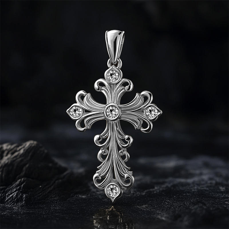 Baroque Art Style Cross Pendant