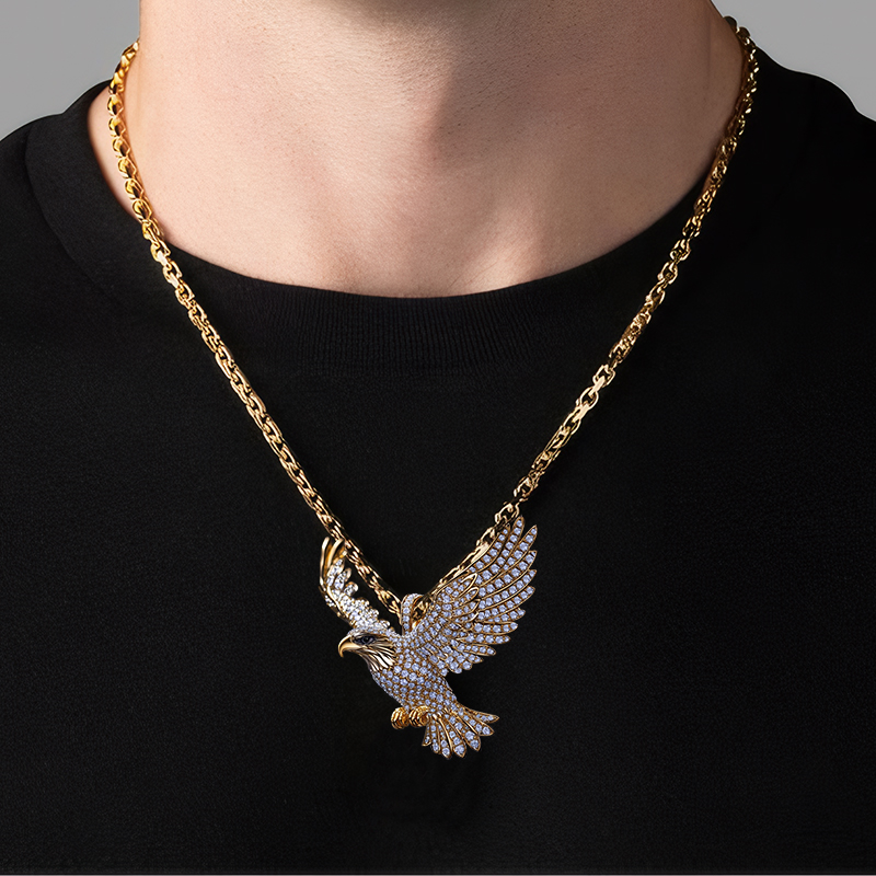 Iced Flying Eagle Pendant