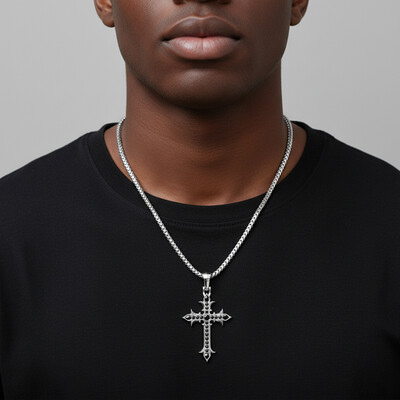 Faith Black Diamond Cross Pendant