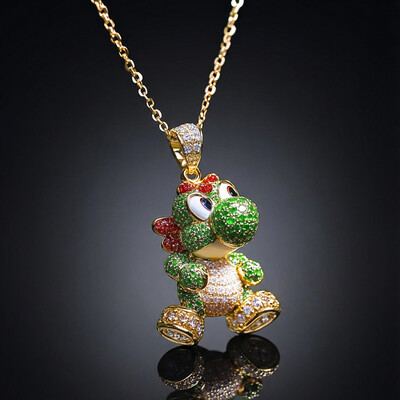 Micro Pave Lovely Dinosaur Pendant