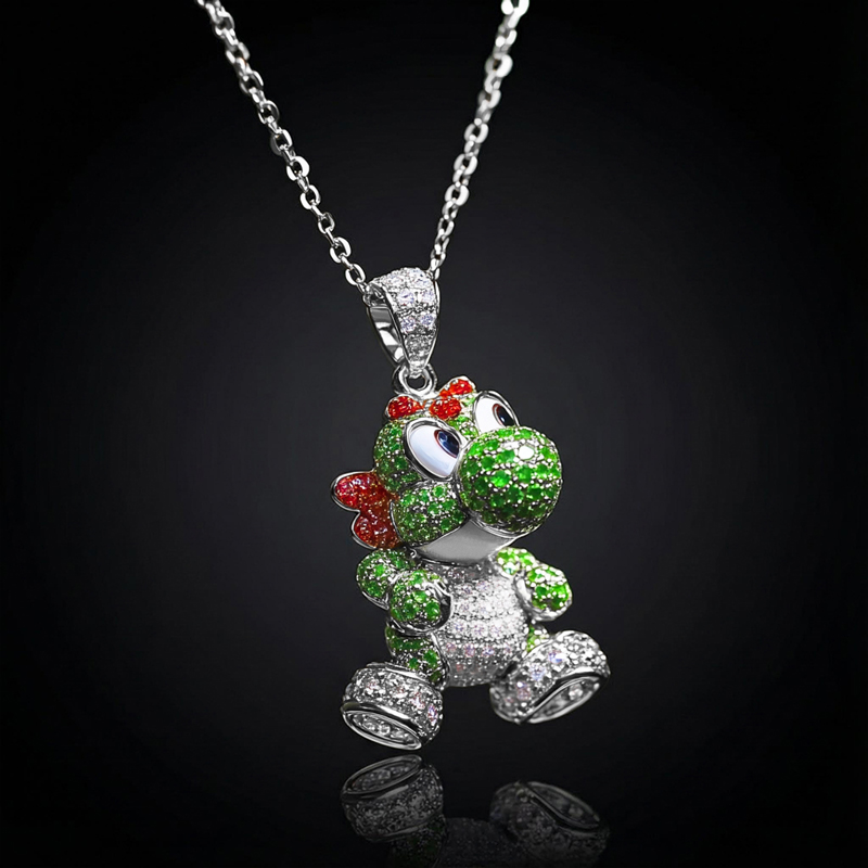 Micro Pave Lovely Dinosaur Pendant